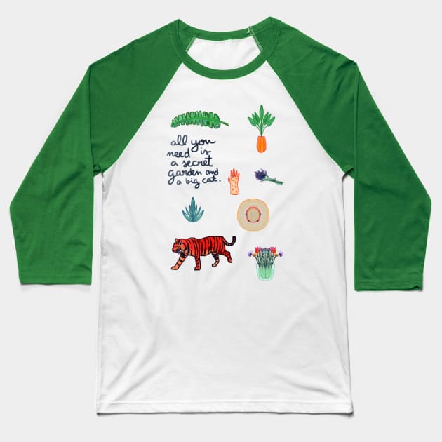 all you need is a secret garden and a big cat Baseball T-Shirt by mariacaballer